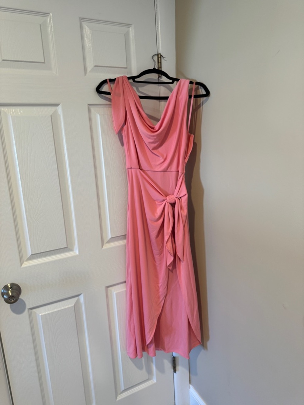 cinq a sept Pink Midi Draped Tie-Waist Dress